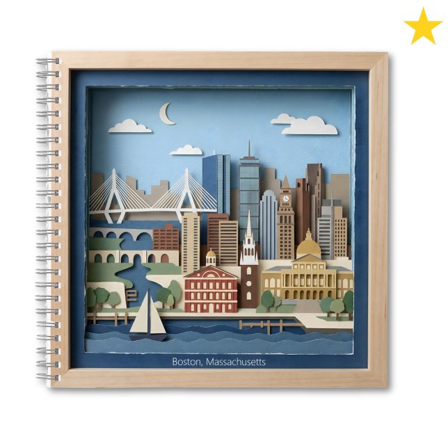 Boston Massachusetts America Layered Paper Art Notebook (Creator Uploaded)