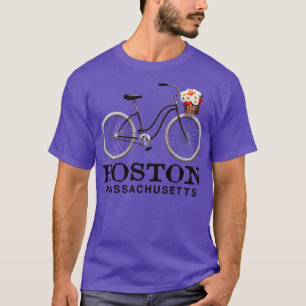 Boston Massachusetts Bike Flowers Basket Summer Tr T-Shirt