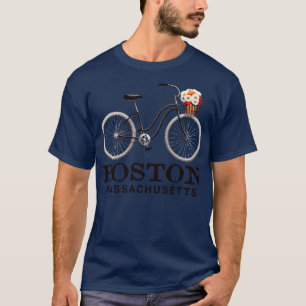 Boston Massachusetts Bike Flowers Basket Summer Tr T-Shirt