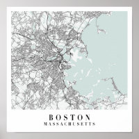 Boston Massachusetts Blue Water Street Map