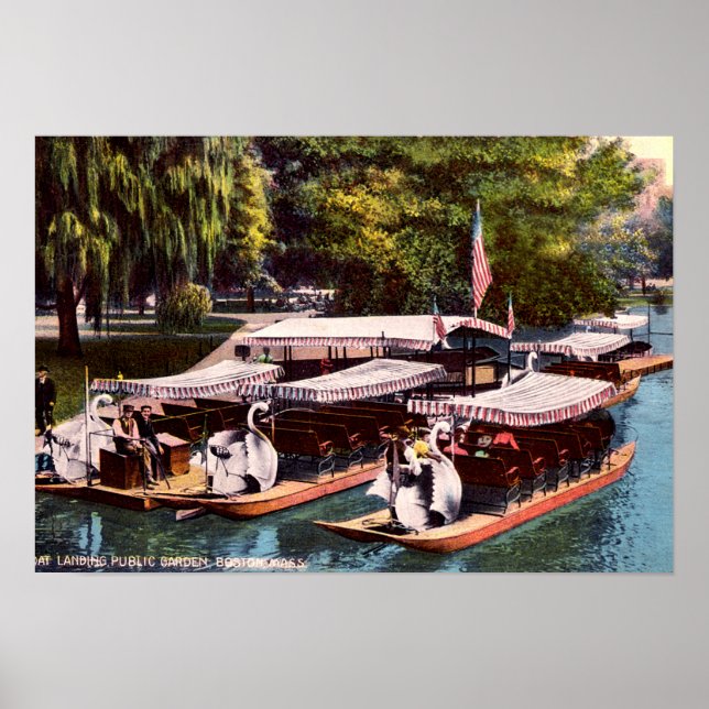 Boston Massachusetts Boat Landing, Public Garden Poster (Front)