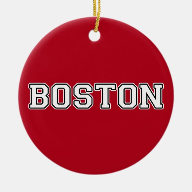 Boston Massachusetts Ceramic Tree Decoration (Front)