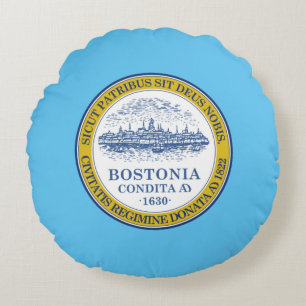 Boston (Massachusetts) City flag Round Cushion