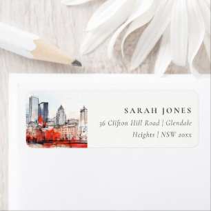 Boston Massachusetts City Scape Watercolor Address