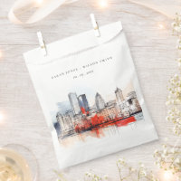 Boston Massachusetts City Scape Watercolor Wedding