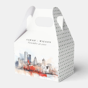 Boston Massachusetts City Scape Watercolor Wedding Favour Box