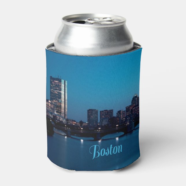 Boston Massachusetts City Skyline Can Cooler (Can Front)