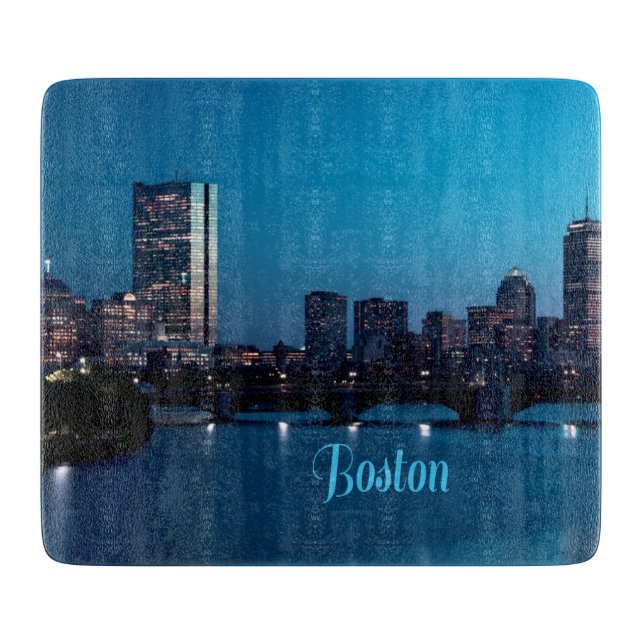 Boston Massachusetts City Skyline Cutting Board (Front)