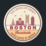 Boston Massachusetts City Skyline Emblem Magnet<br><div class="desc">Boston minimalist,  colourful art design featuring monuments and landmarks of the city in Massachusetts.</div>