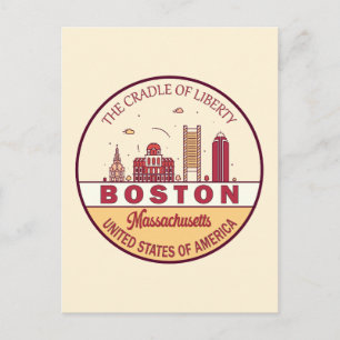 Boston Massachusetts City Skyline Emblem Postcard
