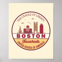 Boston Massachusetts City Skyline Emblem