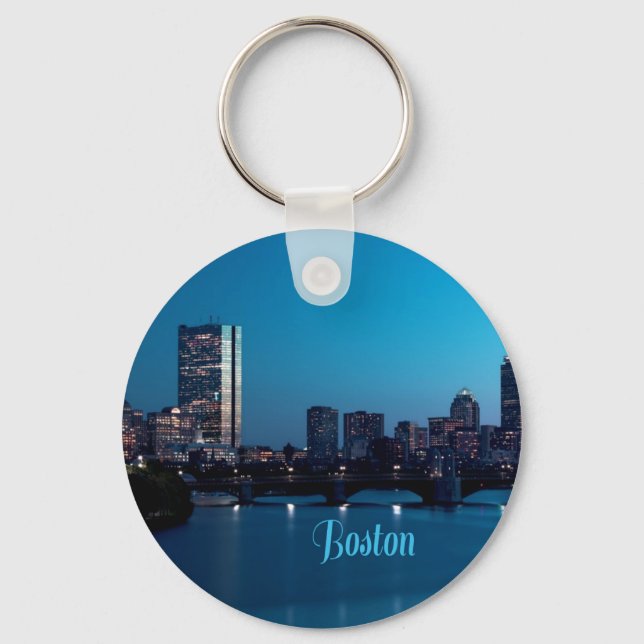 Boston Massachusetts City Skyline Key Ring (Front)