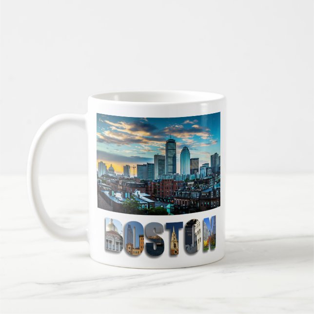 Boston Massachusetts City Skyline Travel Photo Coffee Mug (Left)