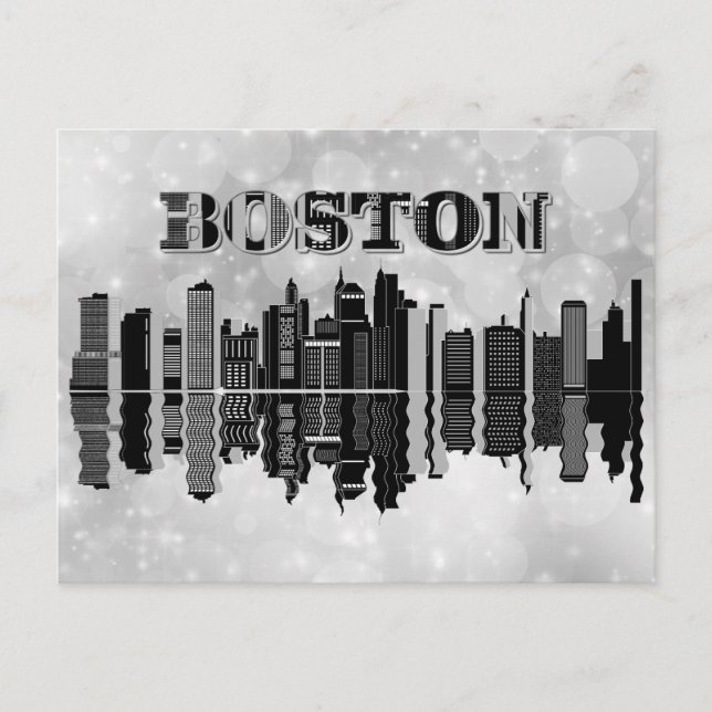 Boston Massachusetts City Skyline Travel Postcard (Front)