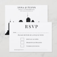 Boston Massachusetts City Skyline Wedding RSVP Inv