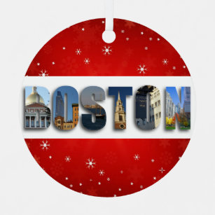 Boston Massachusetts City Travel Photos Christmas Metal Tree Decoration