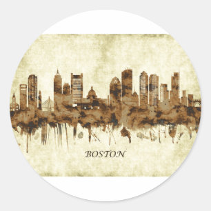 Boston Massachusetts Cityscape Classic Round Sticker