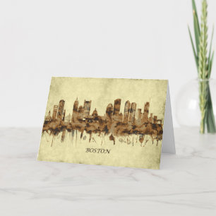 Boston Massachusetts Cityscape Holiday Card