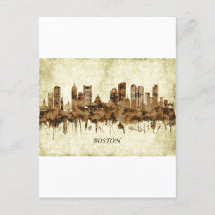 Boston Massachusetts Cityscape Holiday Postcard