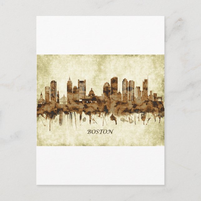 Boston Massachusetts Cityscape Holiday Postcard (Front)