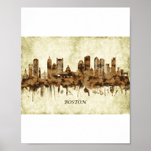 Boston Massachusetts Cityscape Poster (Front)