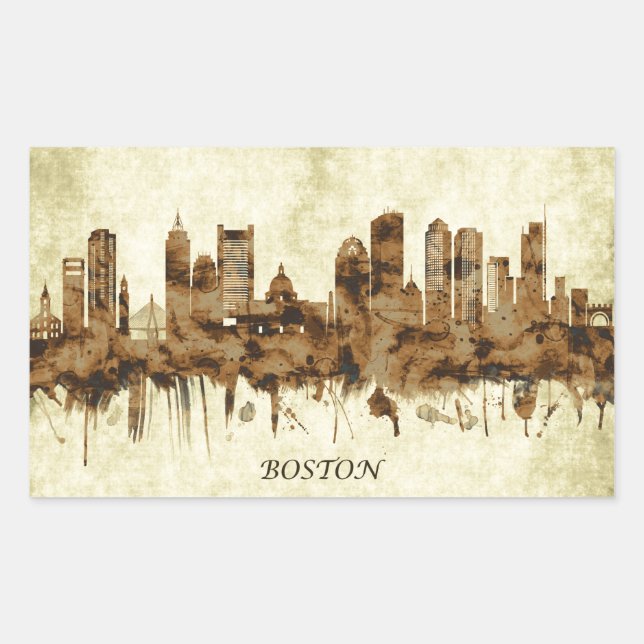 Boston Massachusetts Cityscape Rectangular Sticker (Front)