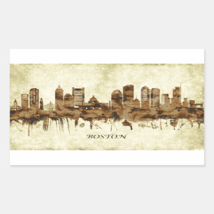 Boston Massachusetts Cityscape Rectangular Sticker
