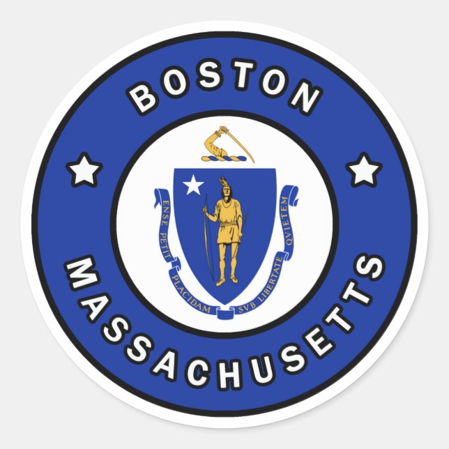 Boston Massachusetts Classic Round Sticker (Front)
