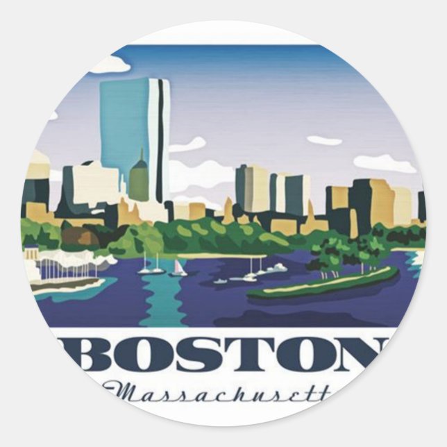 Boston, Massachusetts Classic Round Sticker (Front)