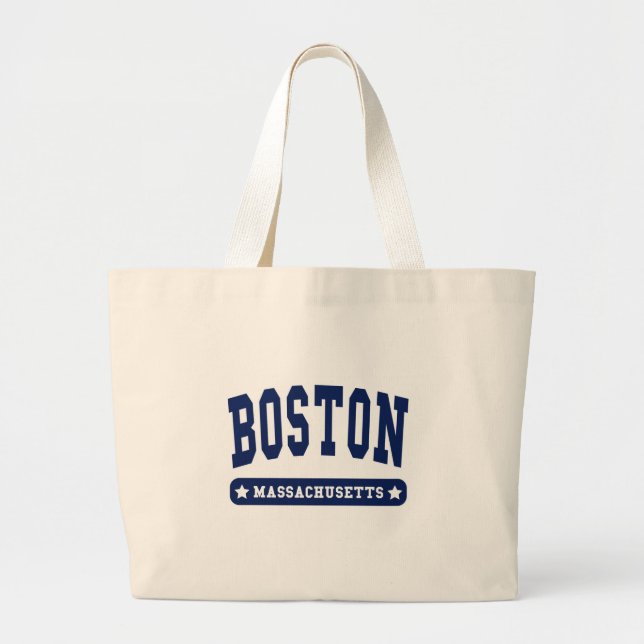 Boston Massachusetts College Style t shirts Large Tote Bag (Front)