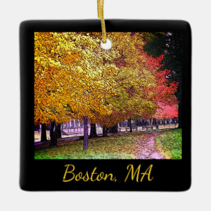 Boston, Massachusetts Fall Foliage  Ceramic Ornament