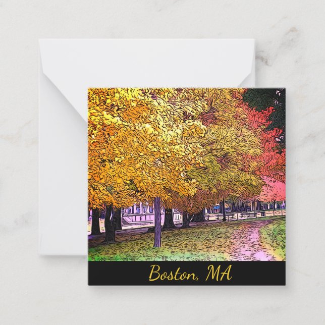 Boston, Massachusetts Fall Foliage Comic Art 0533 Card (Front)