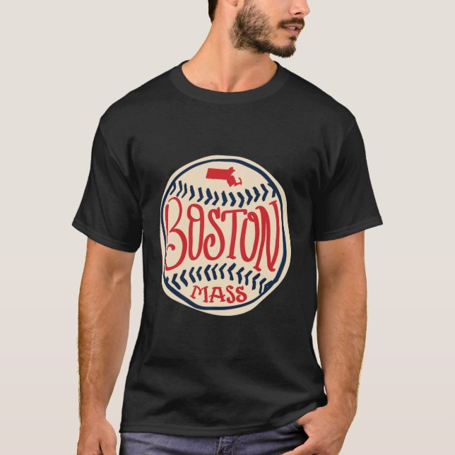 Boston Massachusetts HandIllustrated Typography T-Shirt (Front)
