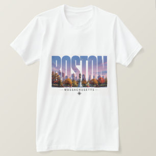 Boston Massachusetts Harbour Skyline Travel Scene T-Shirt