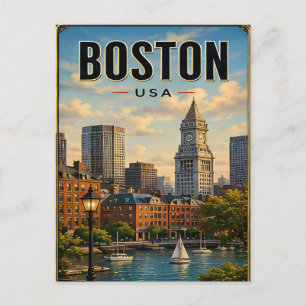 Boston Massachusetts Historic Harbour Landscape Postcard