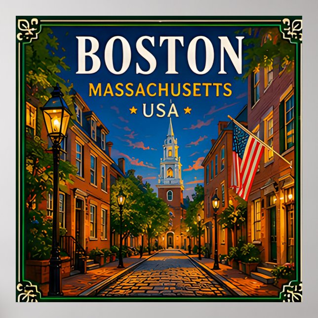🍁 Boston Massachusetts Historic Visit 🍁 Poster (Front)