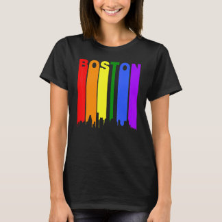 Boston Massachusetts Lgbtq Gay Pride Rainbow Skyli T-Shirt