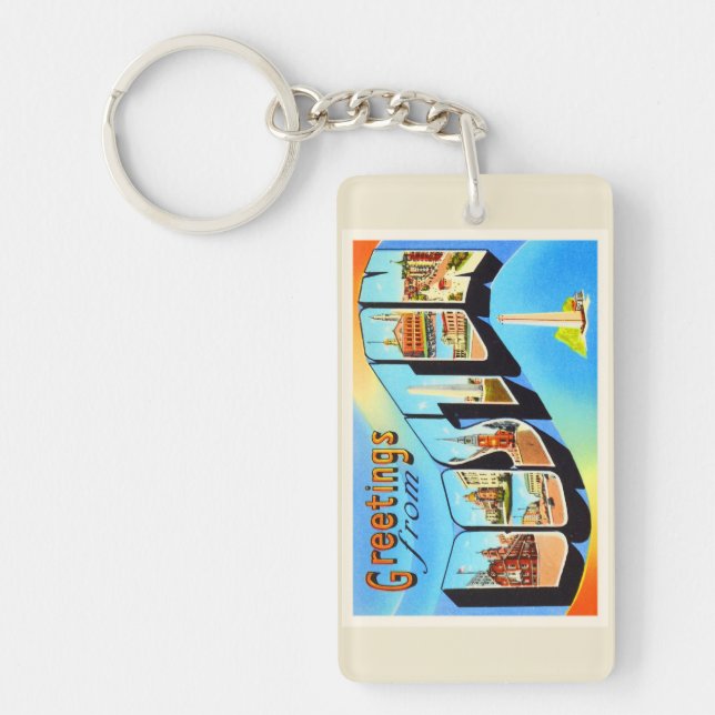 Boston Massachusetts MA Vintage Travel Souvenir Key Ring (Front)