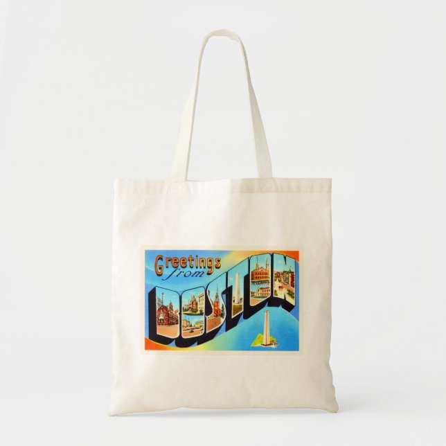 Boston Massachusetts MA Vintage Travel Souvenir Tote Bag (Front)
