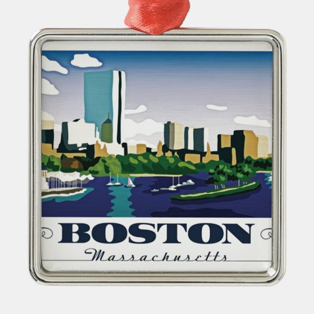 Boston, Massachusetts Metal Tree Decoration (Front)