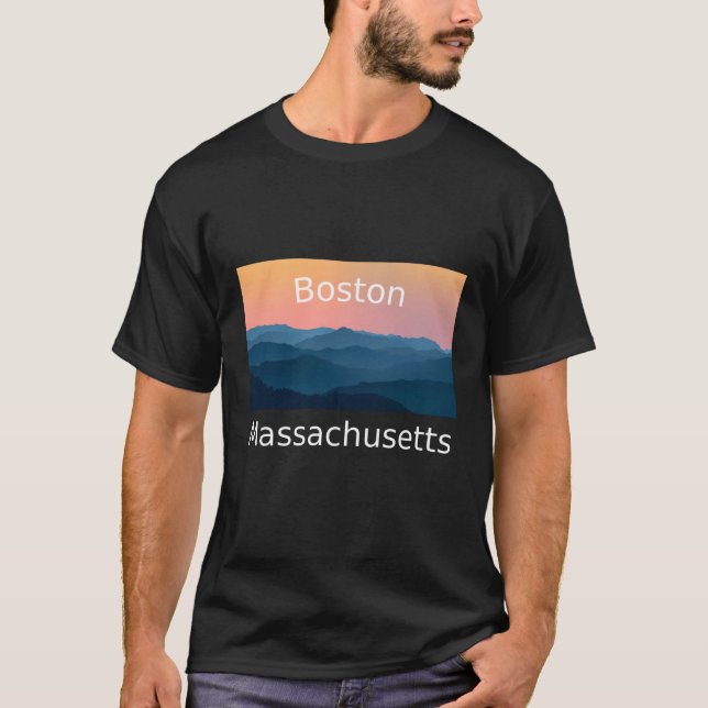 Boston Massachusetts Mountain sunset hometown T-Shirt (Front)