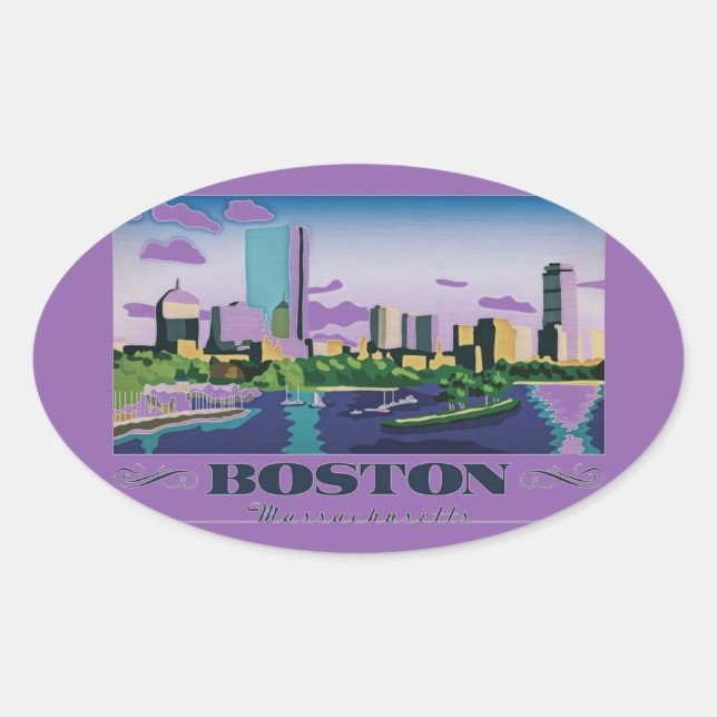 Boston, Massachusetts Oval Sticker (Front)