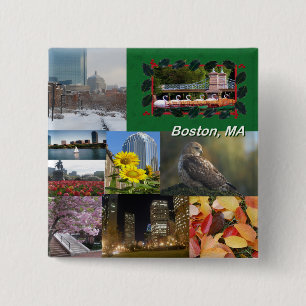 Boston, Massachusetts Photo Collage 15 Cm Square Badge
