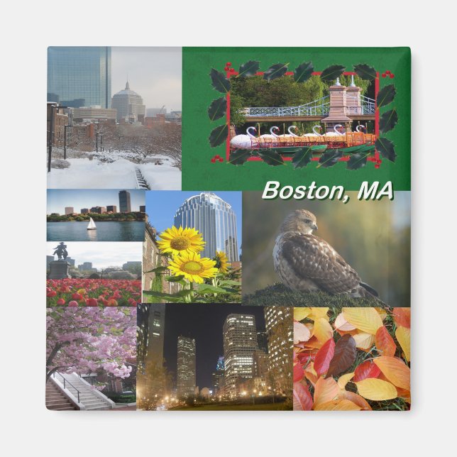 Boston, Massachusetts Photo Collage Magnet (Front)