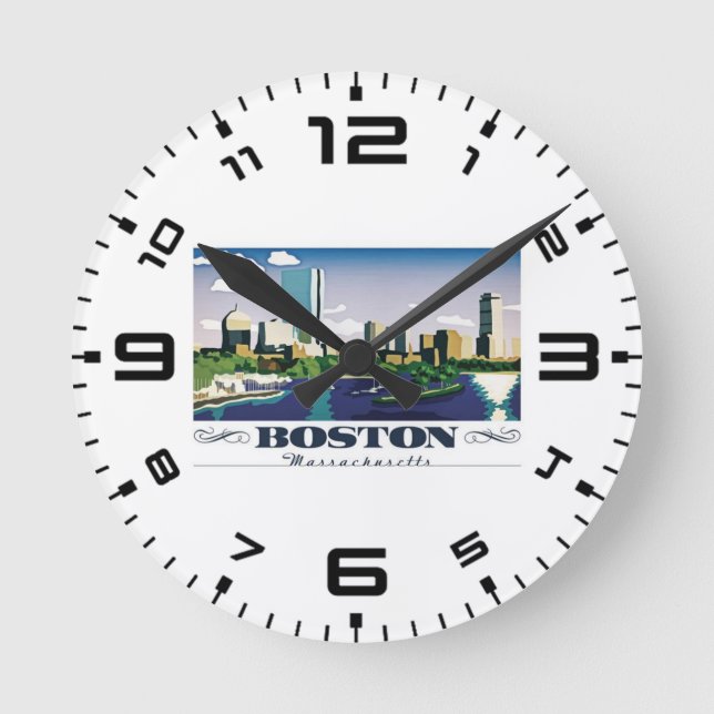 Boston, Massachusetts Round Clock (Front)