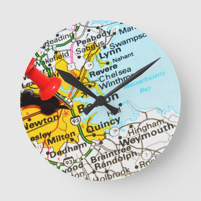 Boston, Massachusetts Round Clock (Front)
