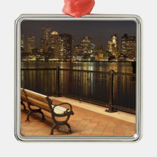 Boston, Massachusetts skyline 3 Metal Tree Decoration