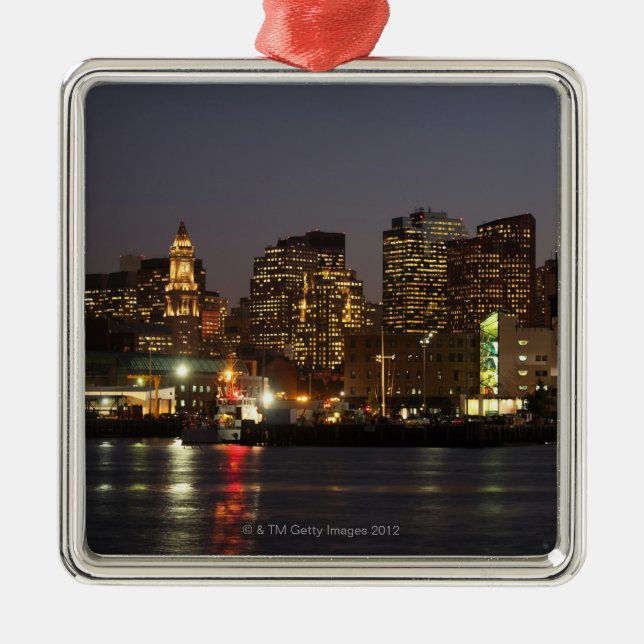 Boston, Massachusetts skyline 4 Metal Tree Decoration (Front)