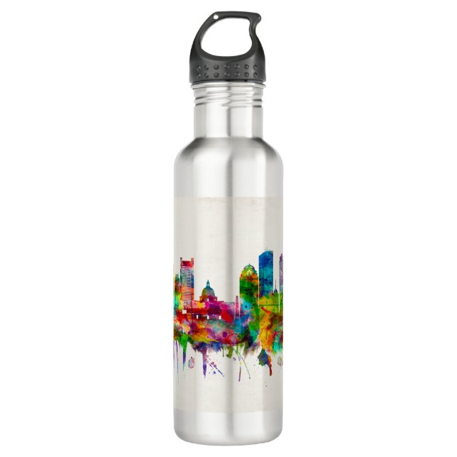 Boston Massachusetts Skyline 710 Ml Water Bottle (Front)