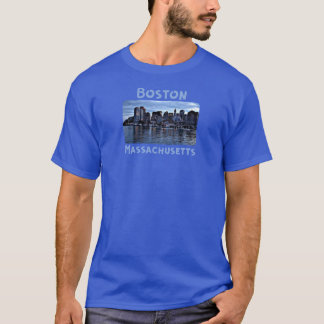 Boston Massachusetts Skyline Art Oversized T-Shirt